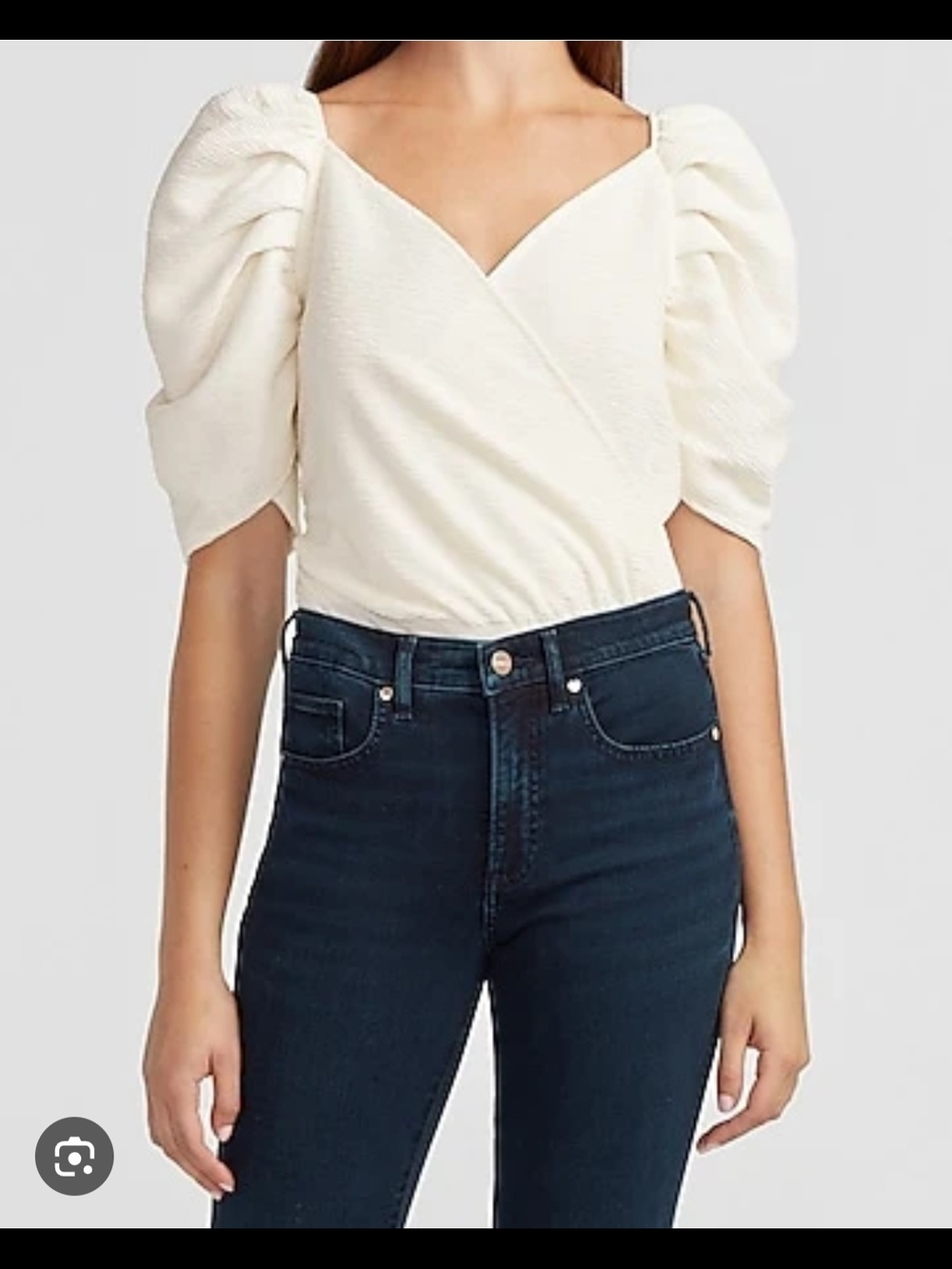 Express Cream Textured Top with Black Label
